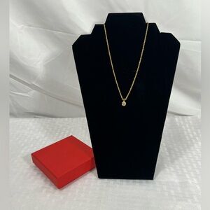 Vintage Nina Ricci Gold Tone Pavé Logo Pendant Necklace